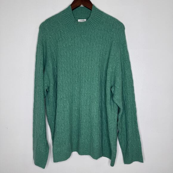 J Crew Sweater Womens 3X Green Soft Cable Knit Pullover Wool Blend Winter NEW - Picture 1 of 5
